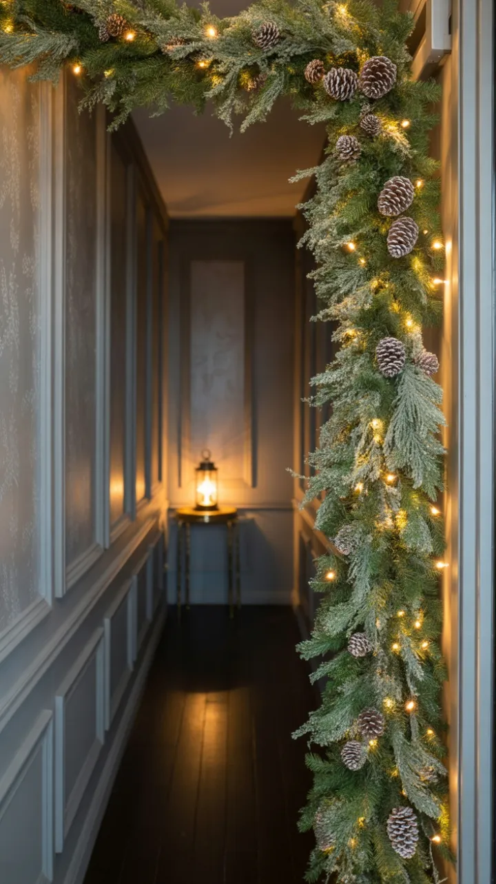 Garlanded Glow in a Narrow Hallway