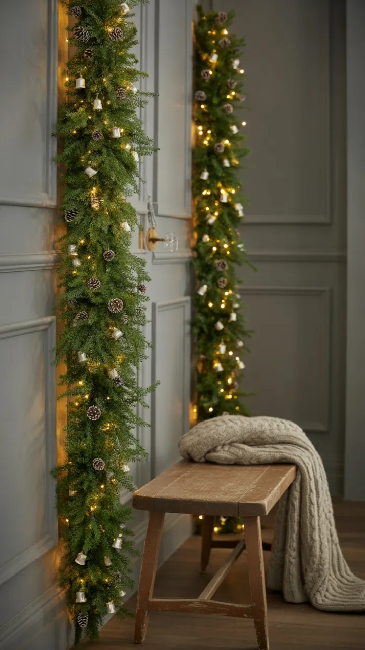 Vertical Garland Magic in a Cozy Holiday Hallway