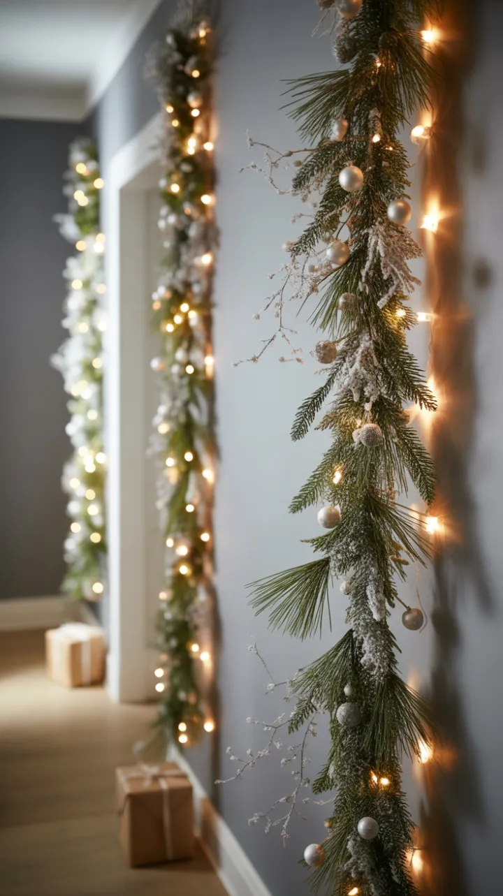 Vertical Garland Grace in a Cozy, Space‑Saving Holiday Hallway