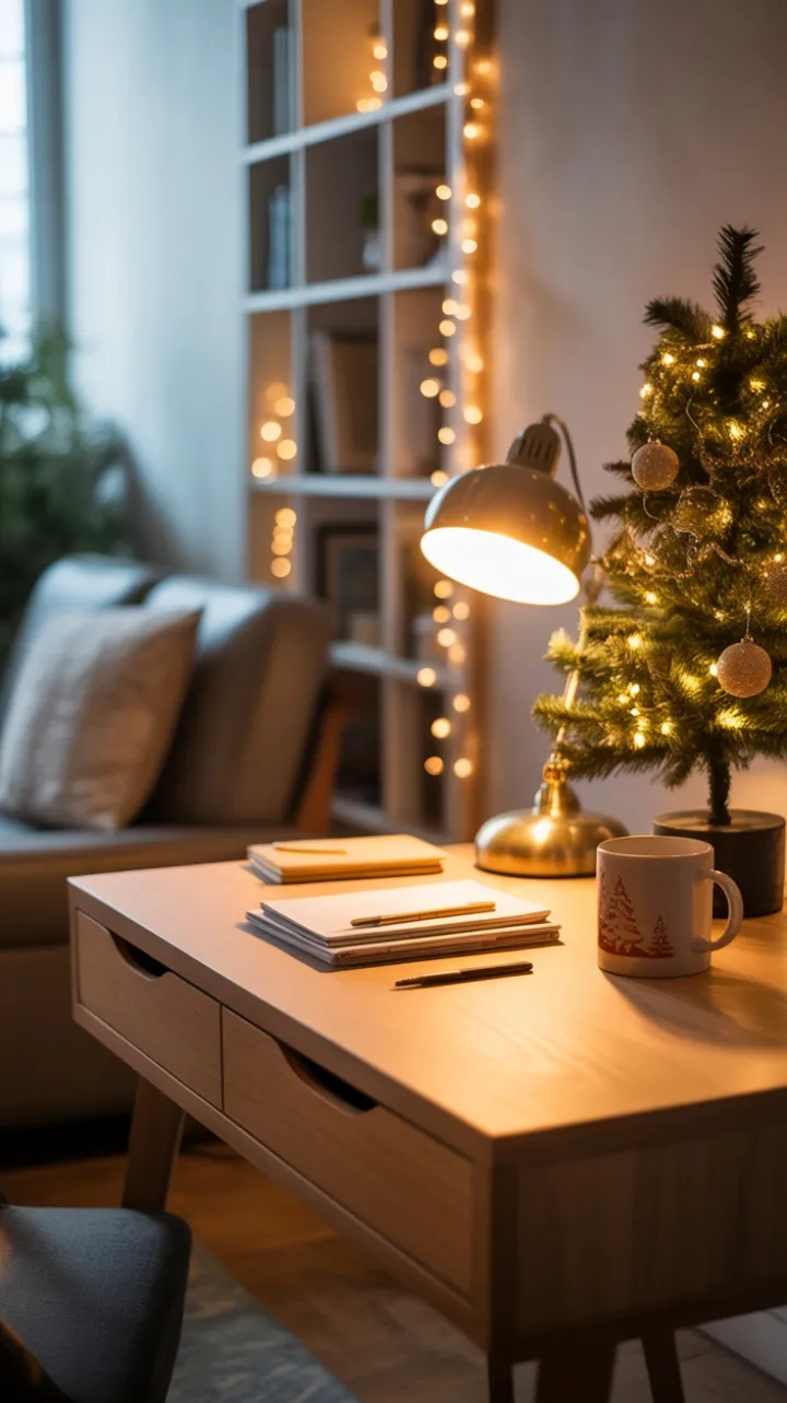 A Minimalist Holiday Nook Bathed in Warm Golden Light