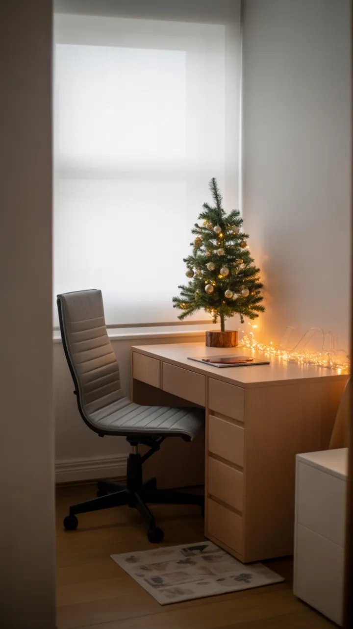 Cozy Corner Home Office Dressed for the Holidays