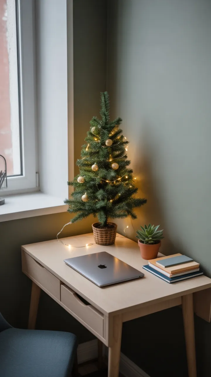 Cozy Minimalist Holiday Work Nook