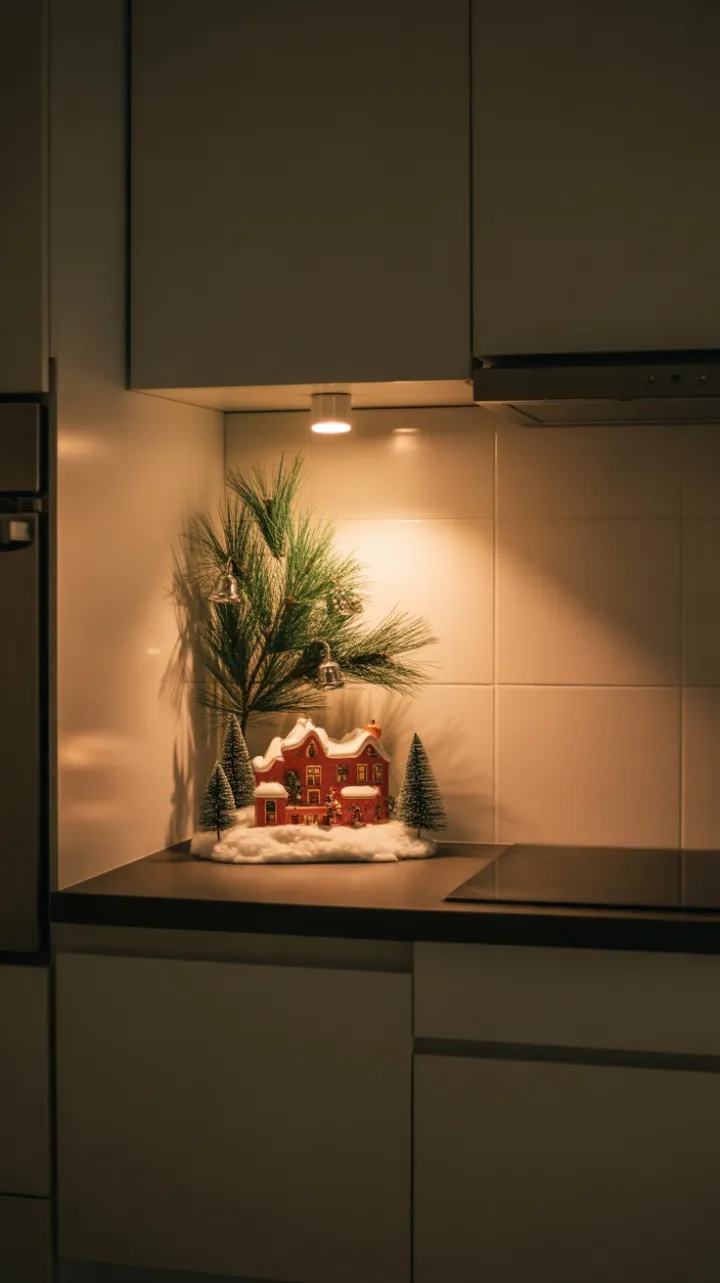 Snow-Kissed Village Brings Holiday Warmth to a Compact Kitchen