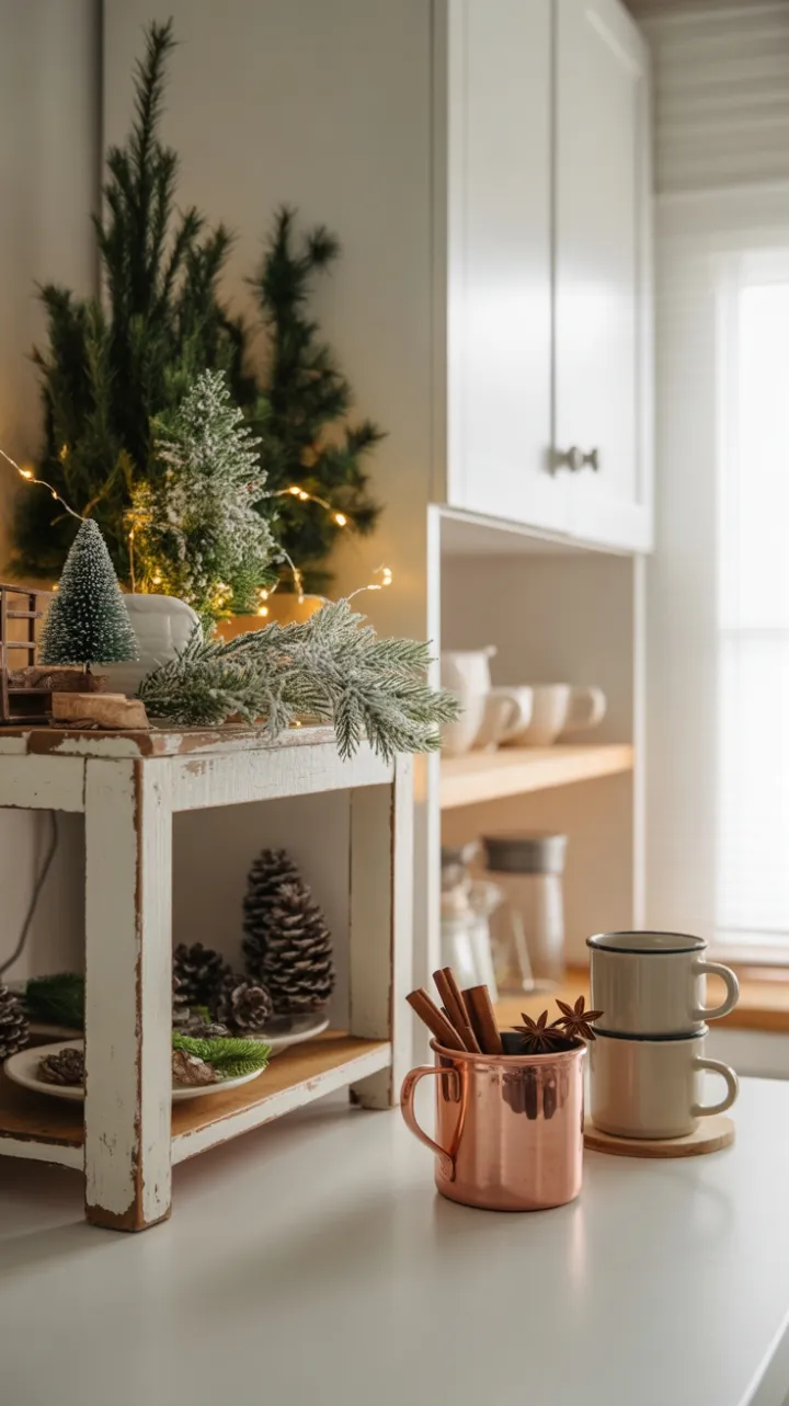 Miniature Winter Warmth in a Cozy Minimalist Christmas Kitchen