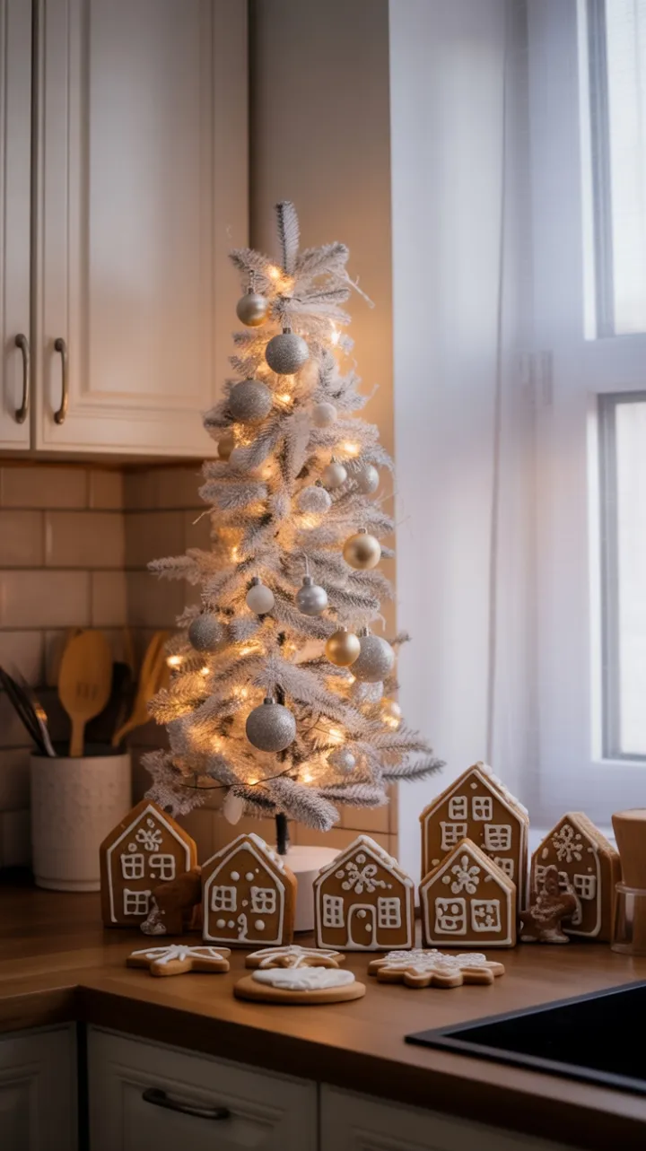 Petite Holiday Kitchen Brimming with Tiny Tree and Gingerbread Charm