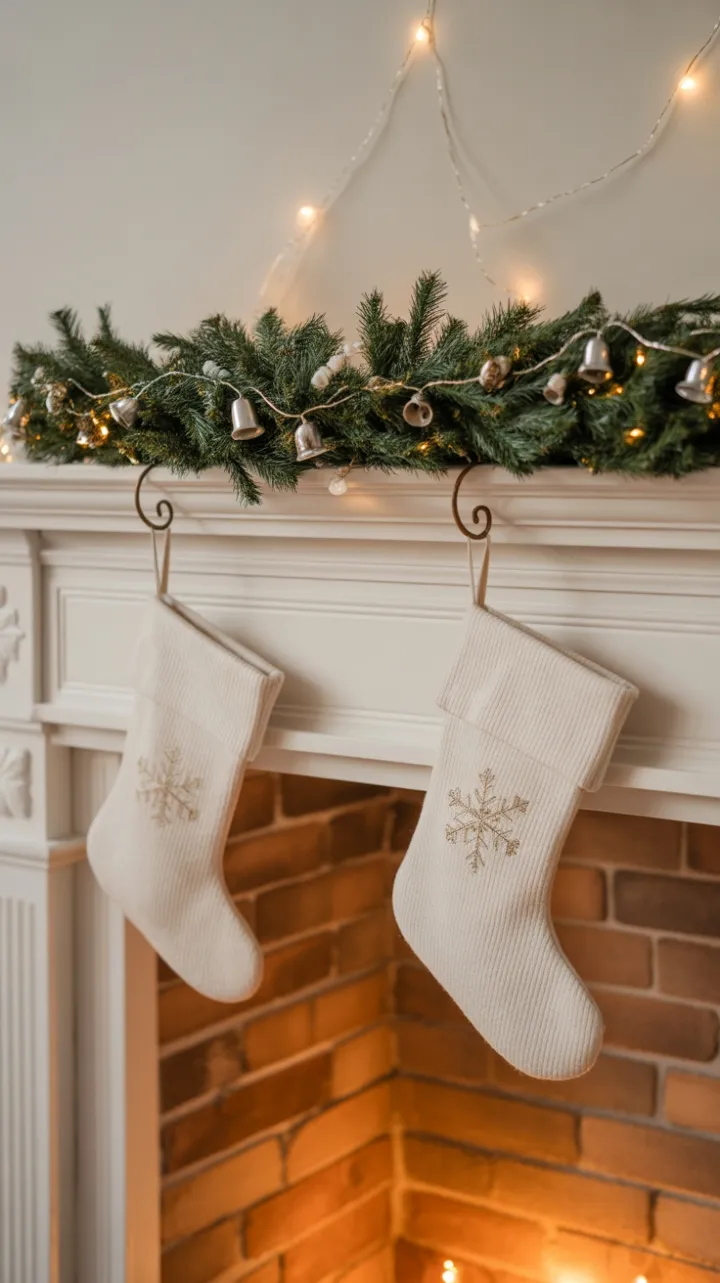 Twinkling Mantel of a Cozy Christmas Hearth