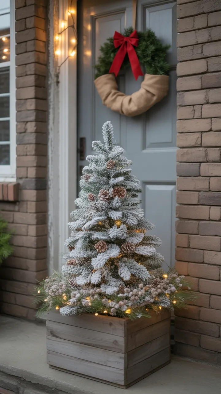 Snow-kissed Mini Tree and Burlap Wreath Welcome Winter