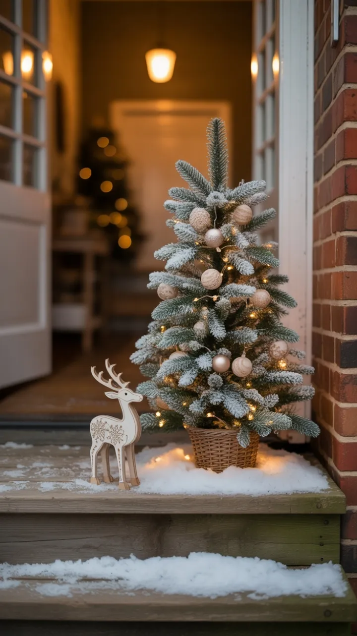 Lantern-Lit Miniature Christmas on Weathered Steps