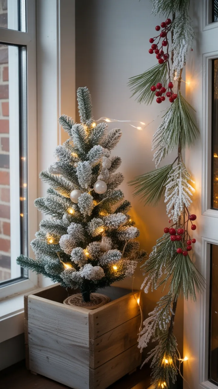 Snow-Dusted Miniature Welcome with Rustic Pine and Berries