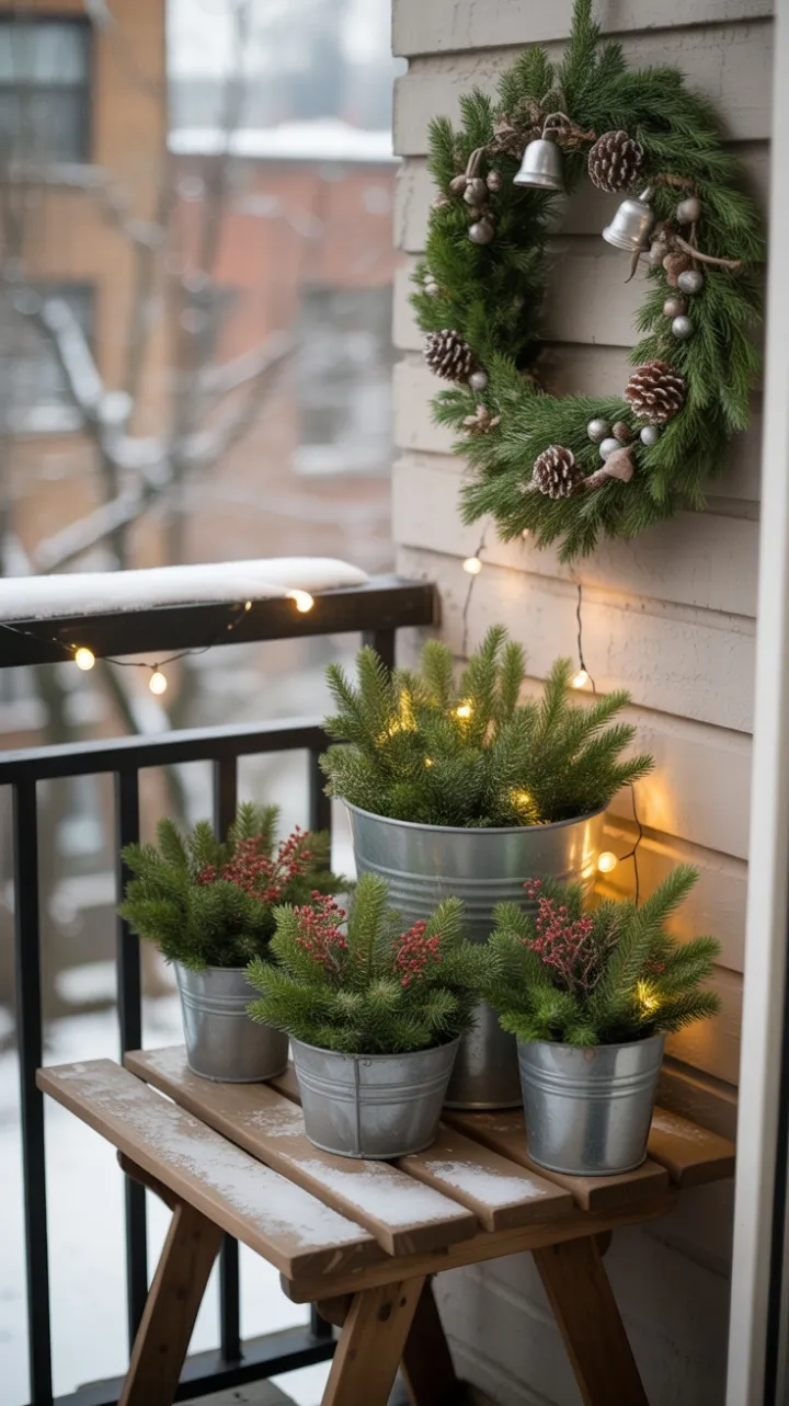 Miniature Winter Porch With Evergreen Glow