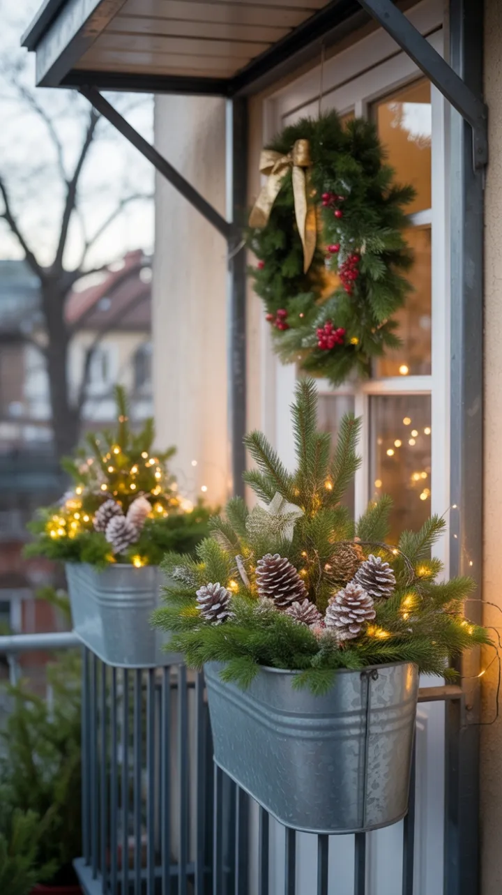 Petite Balcony Dressed as a Christmas Porch