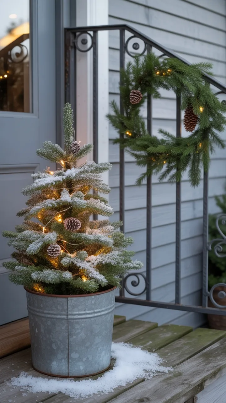 Snow-Kissed Petite Porch with Rustic Fir