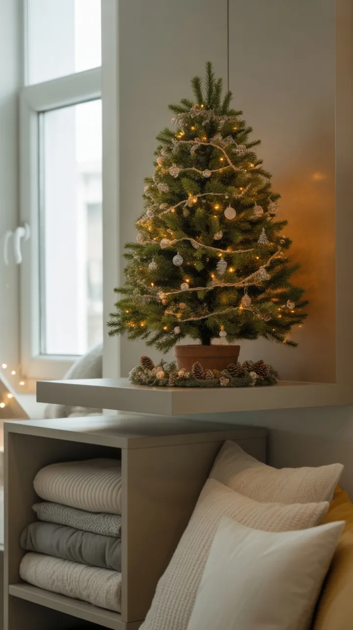 Micro Christmas Elegance on a Floating Shelf