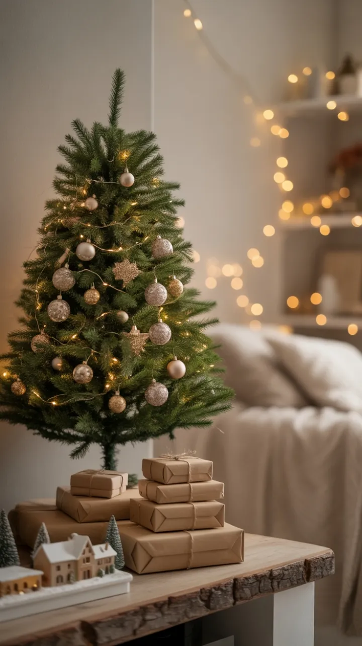 Petite Holiday Haven with a Mini Tree and Warm Glow