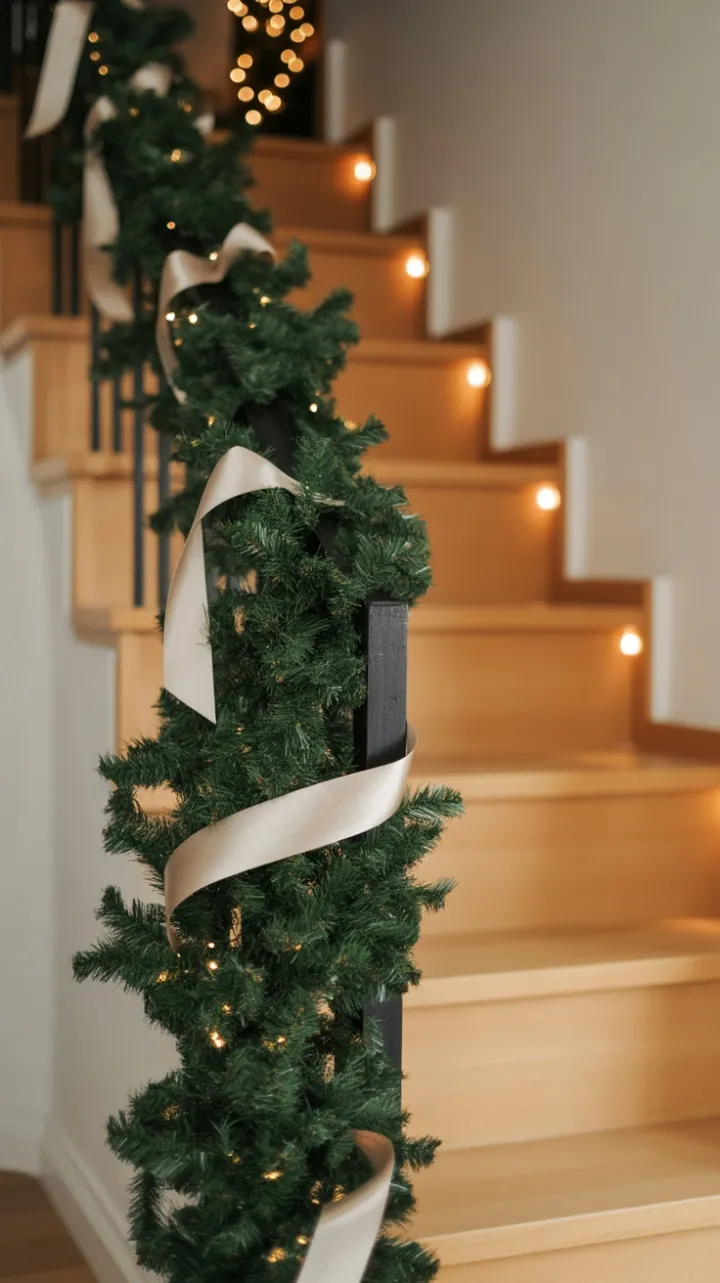 A Quiet Garland for Modern Holiday Stairs