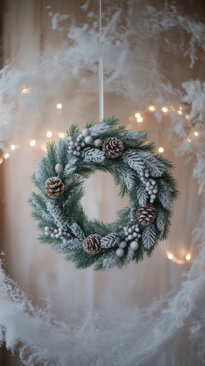 Snow-Kissed Wreath and Warm Holiday Wishes
