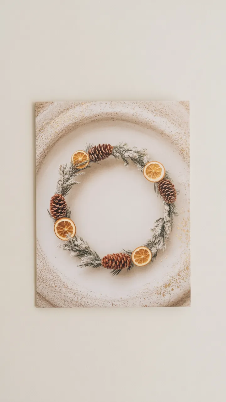 Cream &#038; Gold Minimalist Holiday Wreath