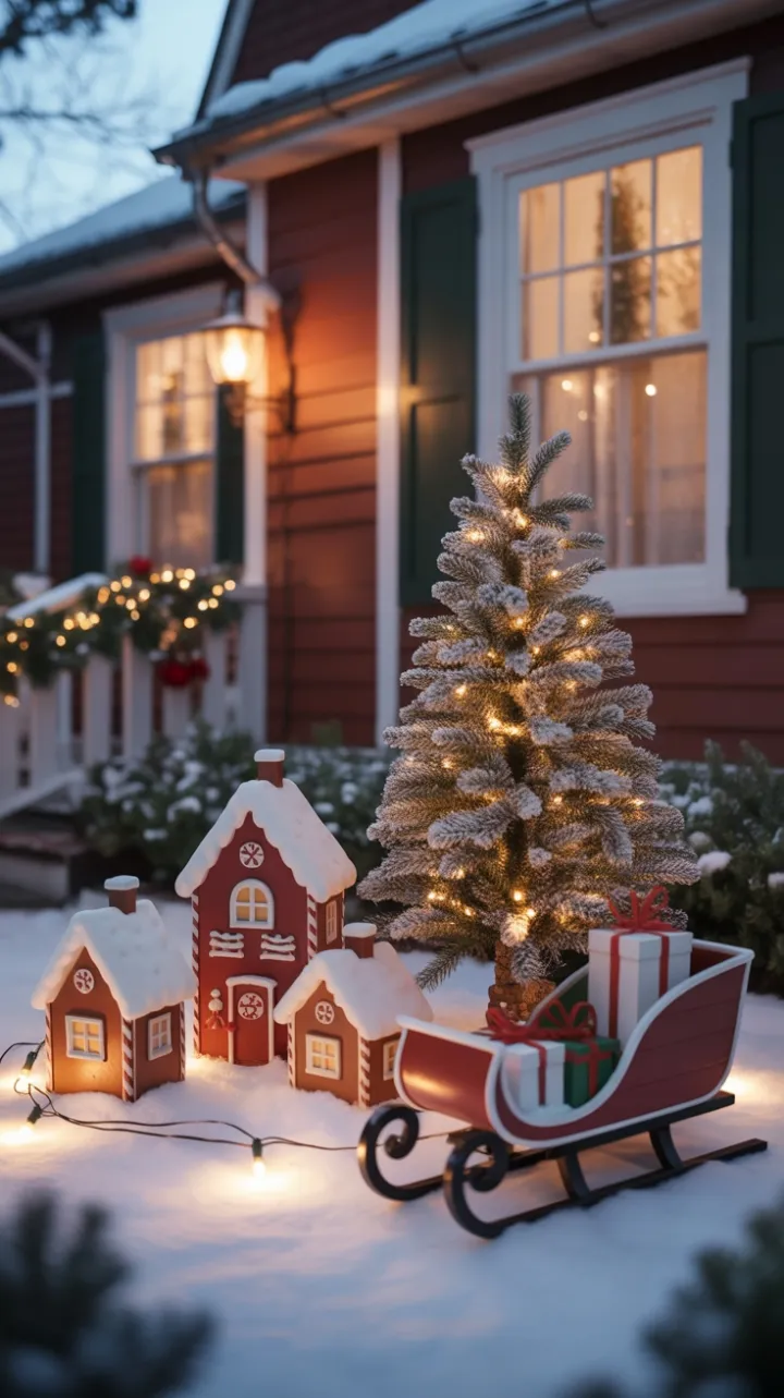 Porchside Gingerbread Village Aglow