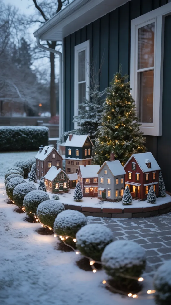 Snow-Kissed Miniature Village Glowing with Holiday Warmth