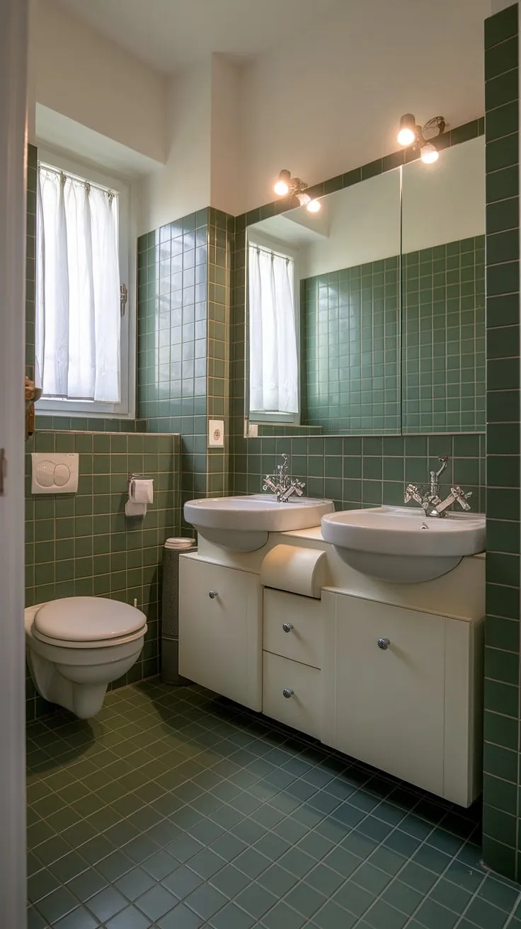 Green tile dreams in this stunning small ensuite bathroom reno. Bathroom inspo at its finest for a home bathroom refresh.