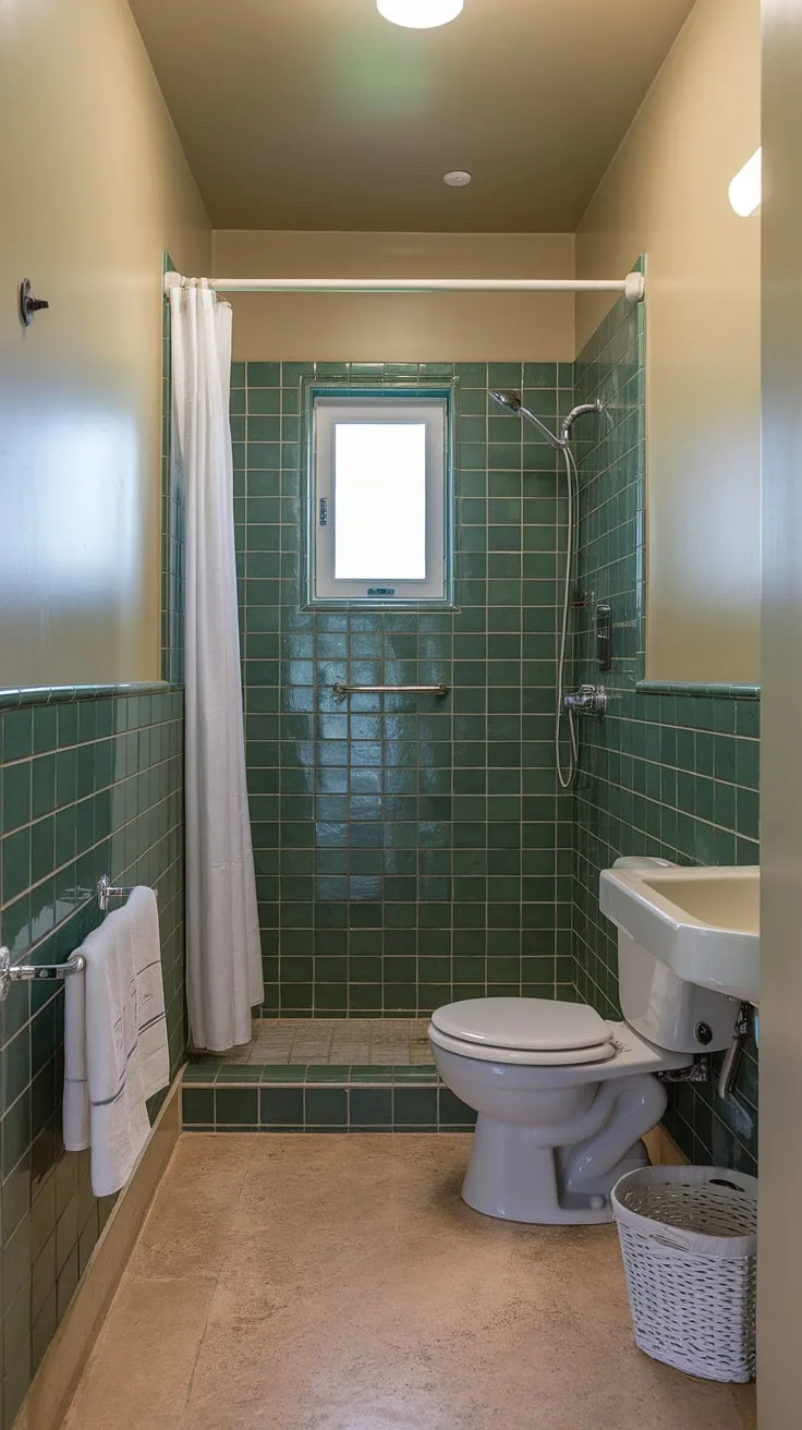 Green tile dreams in this stunning small ensuite bathroom reno. Bathroom inspo at its finest for a home bathroom refresh.
