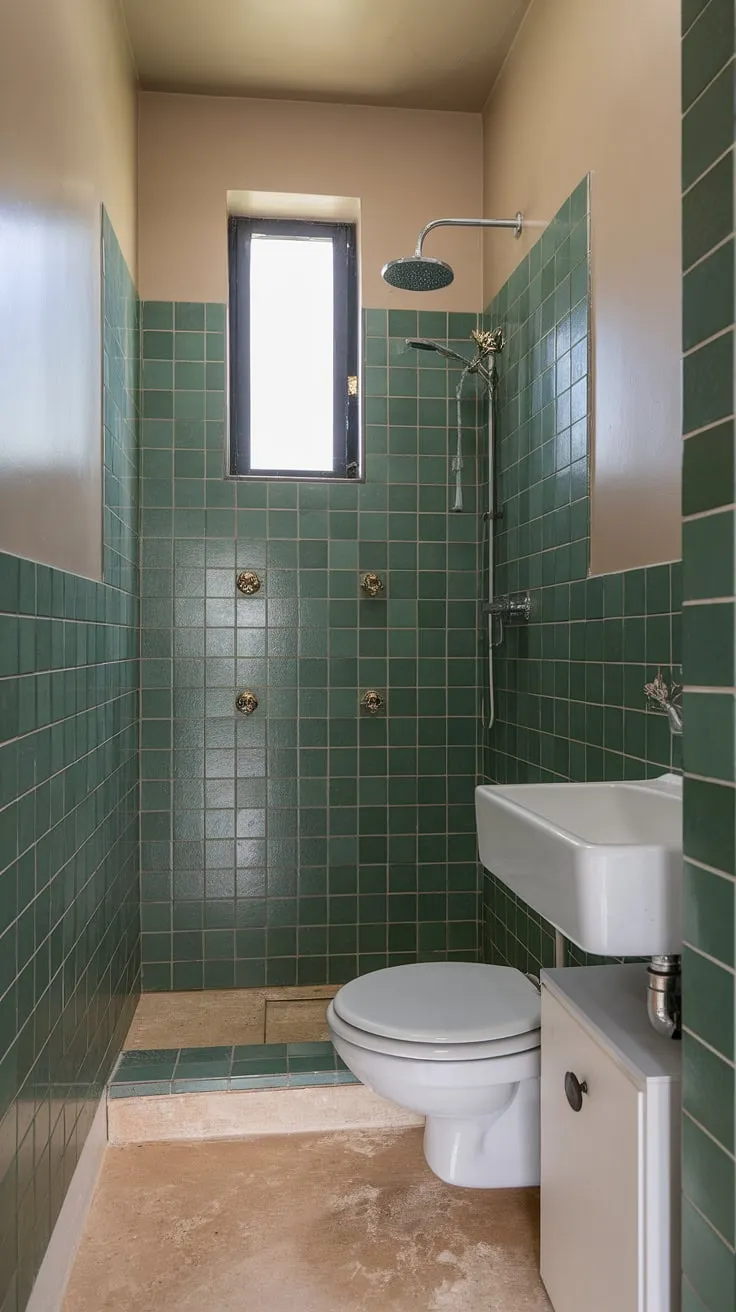 Green tile dreams in this stunning small ensuite bathroom reno. Bathroom inspo at its finest for a home bathroom refresh.