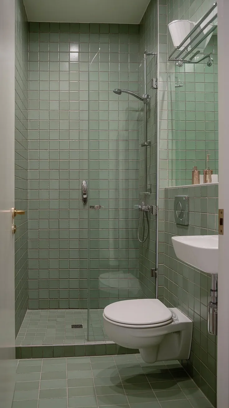 Green tile takes center stage in this small ensuite bathroom makeover. Simple yet elegant, these bathroom renos offer a fresh take on home bathroom design, providing plenty of bathroom inspo for your next project.