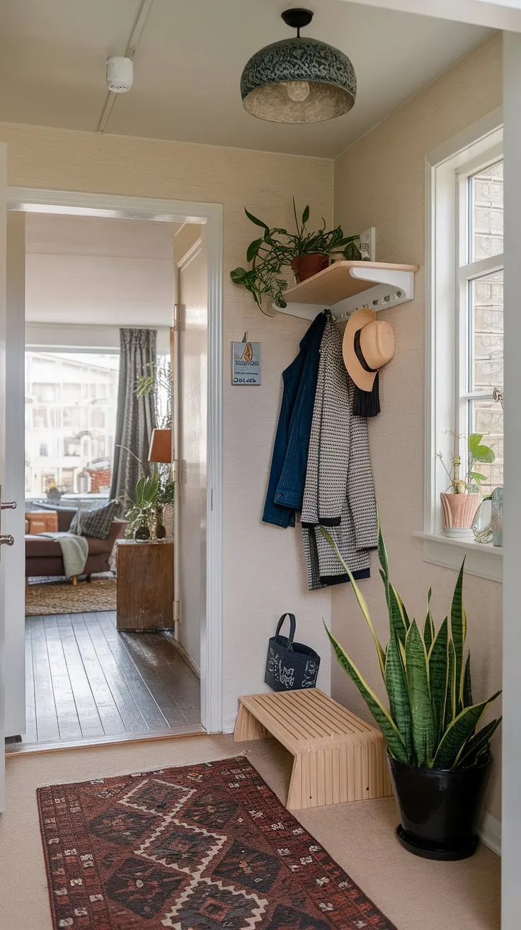 Maximize space and style in this small entryway. Clever entryway ideas transform this home entrance into a welcoming front entrance, seamlessly connecting the hall and living room.