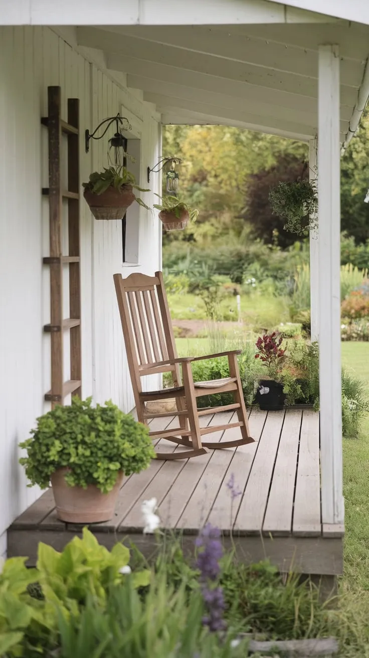 Charming Small Porch Oasis with Rustic Touches