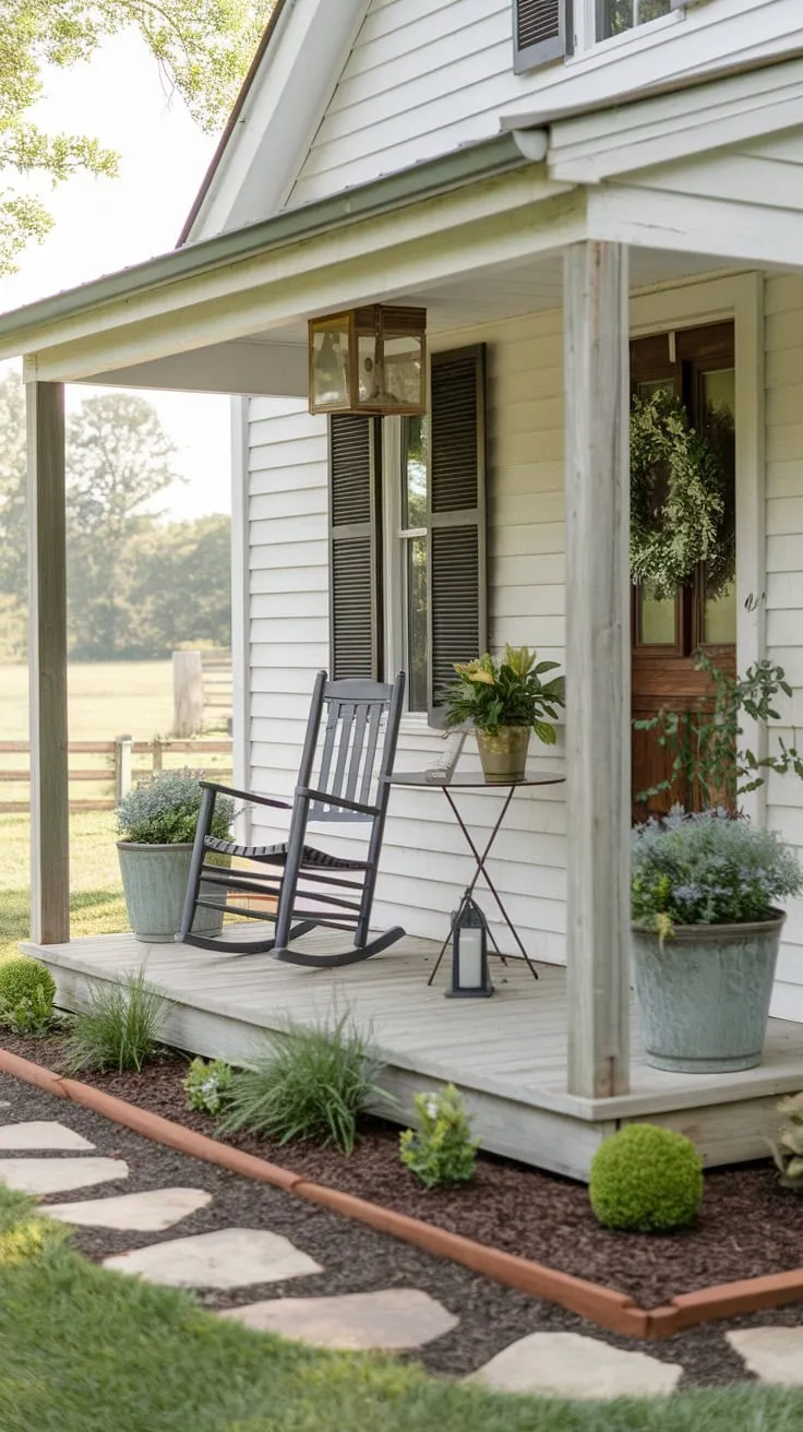 Charming Small Porch Oasis with Rustic Touches