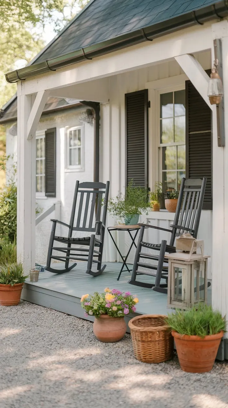 Charming Rustic Porch with Rocking Chairs