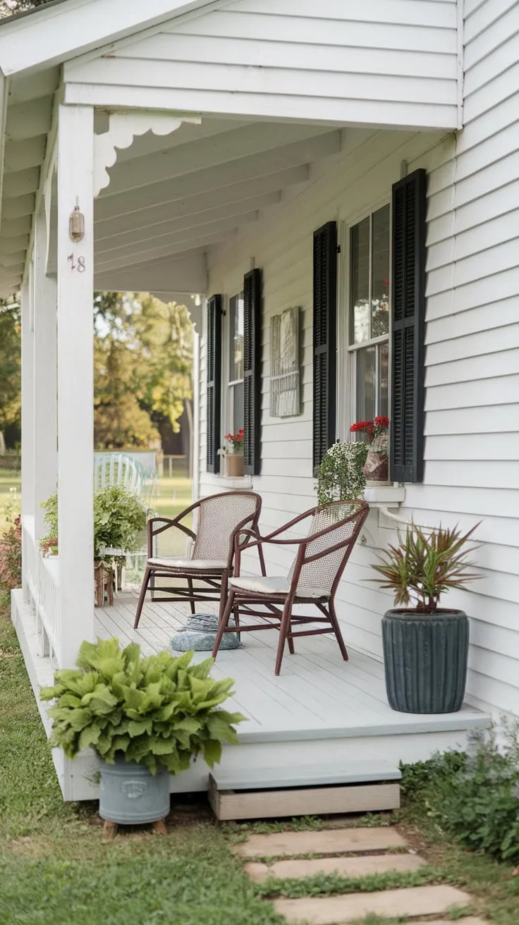 Inviting Farmhouse Porch Perfect for Relaxation