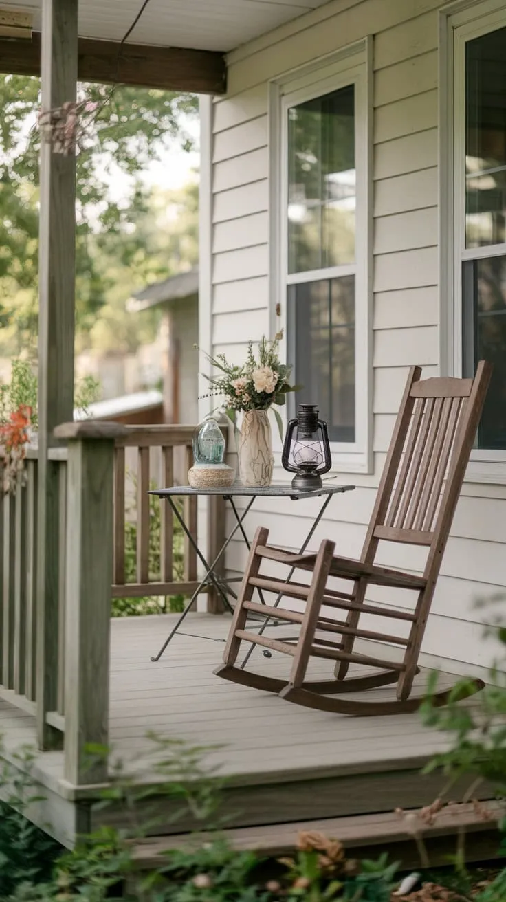 Inviting Small Porch Oasis with Rustic Touches