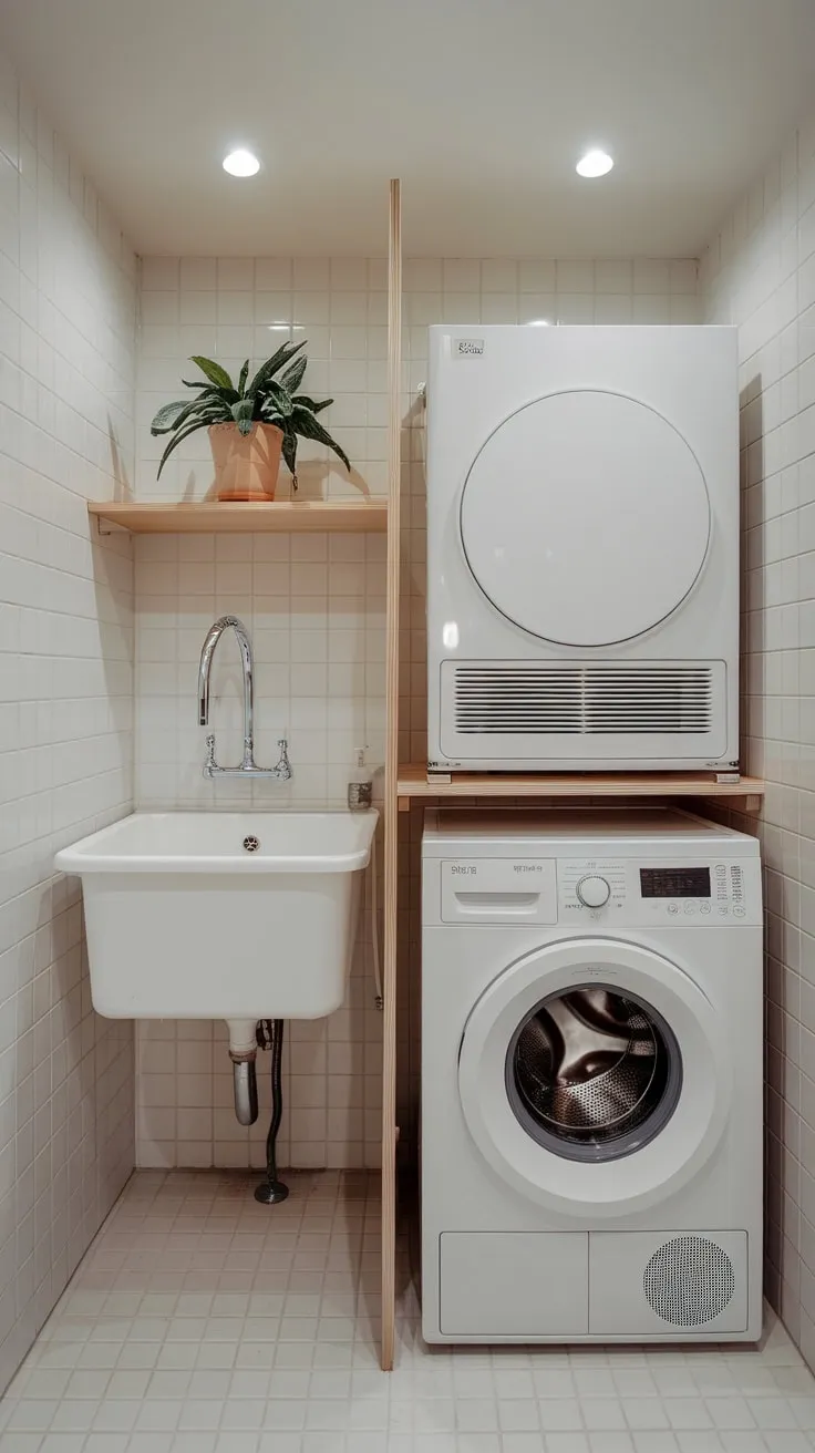 Sleek Serenity: A Compact Laundry Retreat of Clarity
