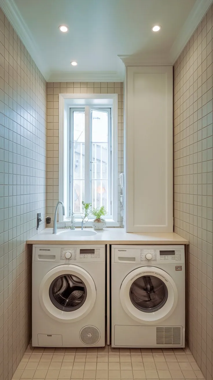 Radiant Relaxation: The Perfect Blend of Function and Fashion in a Cozy Laundry Nook