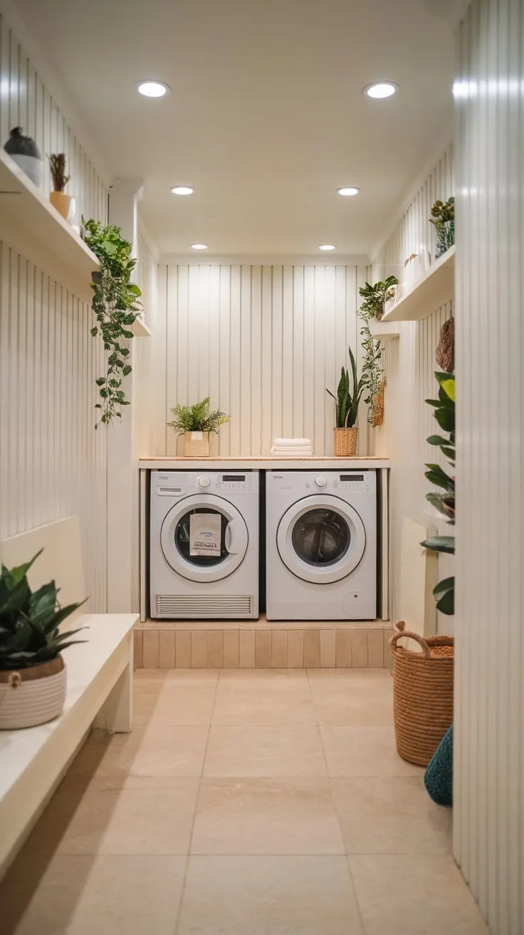 Stylish Functionality: Transforming Daily Chores in a Cozy Laundry Corner