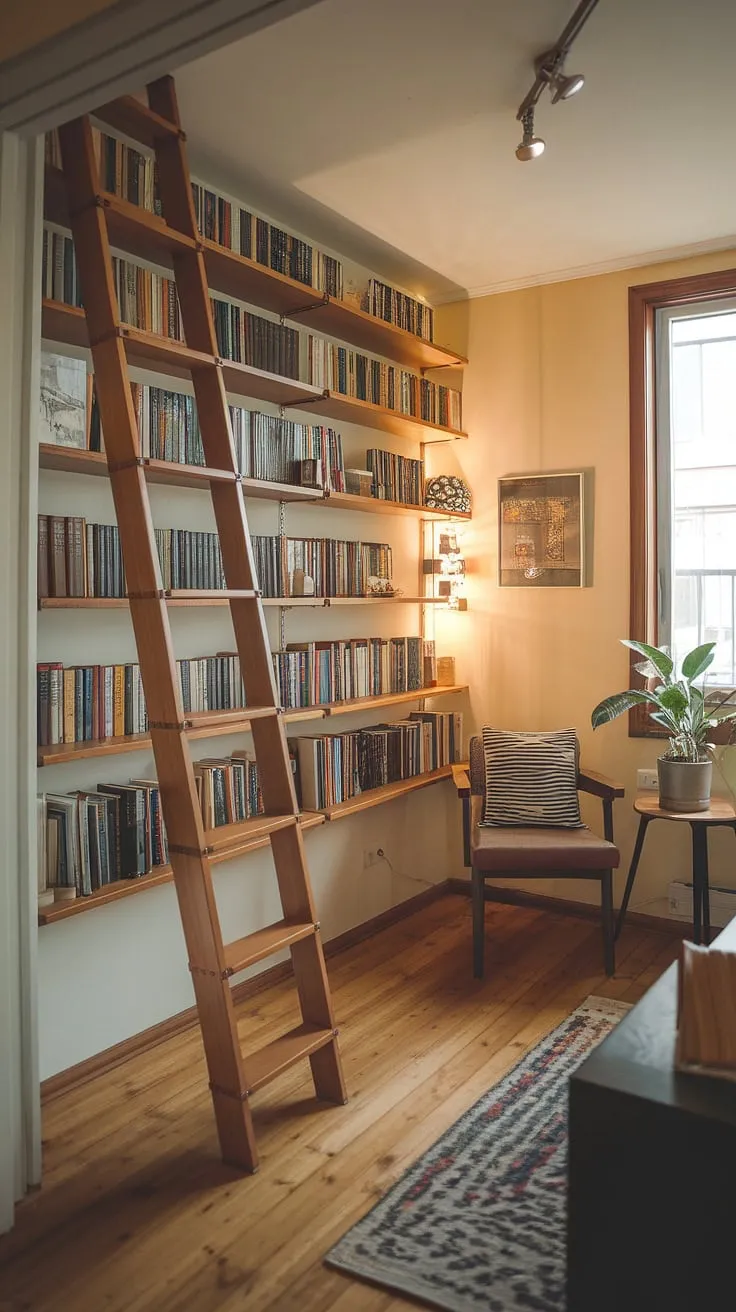 Escape the everyday in this charming small library, a testament to home library design.  The cozy reading nook, complete with clever book storage solutions, offers apartment decor inspiration and serves as a perfect example of dream room inspiration. This mini library proves that even a small space can be transformed into a haven for book lovers, brimming with home decor ideas and interior design inspiration.