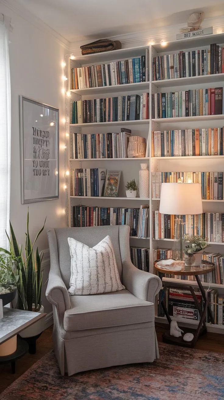 Escape the everyday in this charming small library, a testament to home library design.  The cozy reading nook, complete with clever book storage solutions, offers the perfect sanctuary for book lovers. This mini library proves that even a small space can be transformed into a dream room inspiration, brimming with apartment decor inspiration and home decor ideas.  The thoughtful interior design inspiration creates a bright and inviting library room.