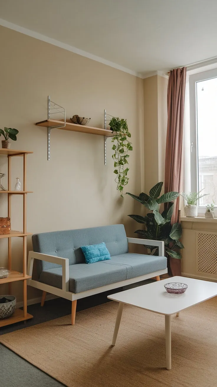 This small apartment living room is a testament to the power of thoughtful small living room decor.  With a few key pieces and clever small living room ideas, this living room on a budget feels spacious and inviting.  Perfect inspiration for anyone mastering the art of small living room design.