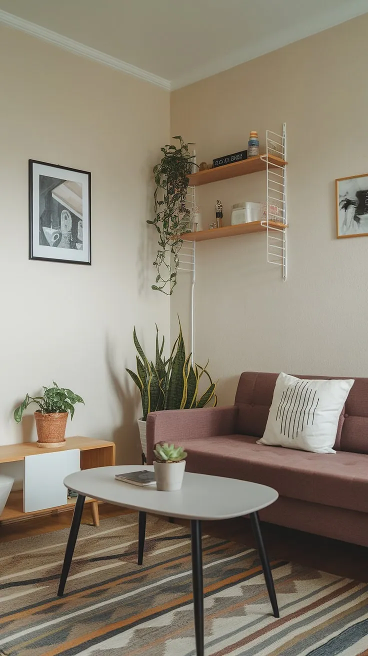 Cozy and functional, this small living room proves that big style doesn't require a big space.  Clever small living room ideas and budget-friendly small apartment living room decor make this small apartment living a dream.