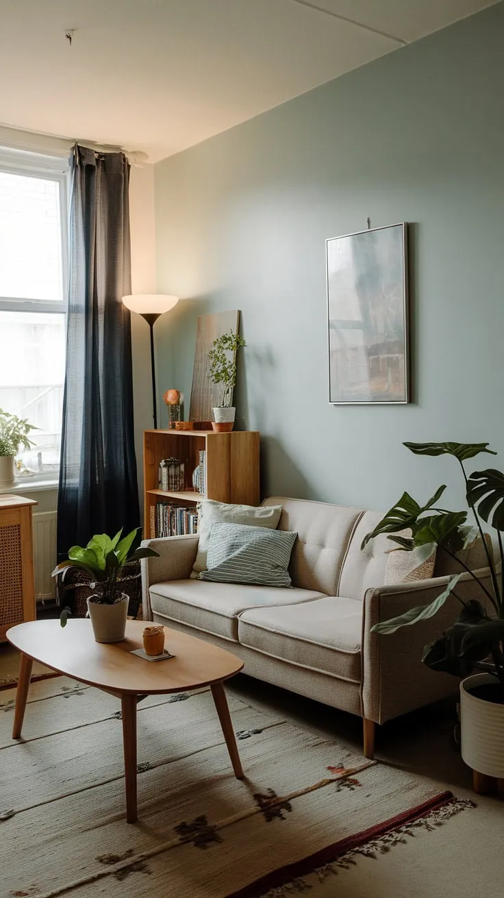This small apartment living room is a testament to the power of thoughtful small living room decor.  With a few key pieces and clever small living room ideas, this living room on a budget feels spacious and inviting.  Perfect inspiration for anyone mastering the art of small living room design.
