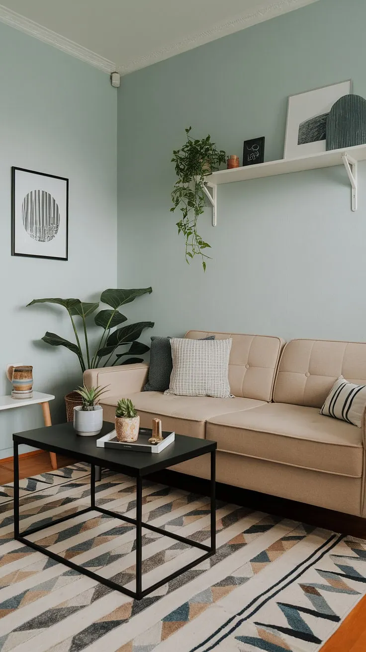 Cozy and functional, this small living room proves that big style doesn't require a big space.  Smart small apartment living room decor and clever small living room ideas make the most of every inch, creating a relaxing atmosphere without breaking the bank – perfect examples of living room on a budget and small apartment living.