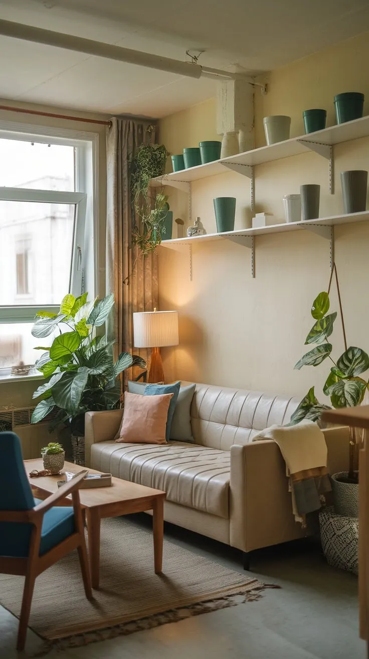 This small apartment living room is my happy place.  Simple small living room decor and smart small living room ideas maximize space and create a welcoming atmosphere.  Proof that apartment living room decor can be both beautiful and budget-friendly.