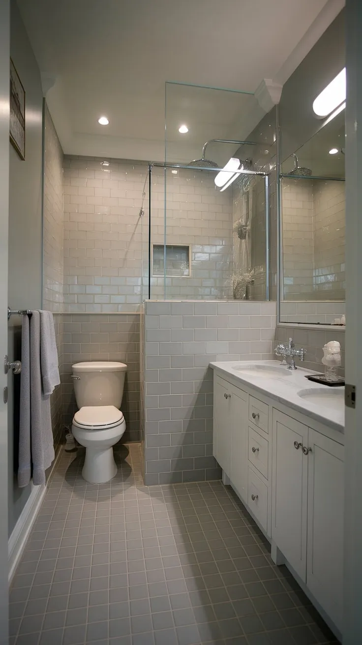 Luxury redefined: This small master bath proves that chic bathrooms can thrive even in compact spaces. A stunning shower remodel and thoughtful small bathroom design create a primary bath brimming with bathroom inspiration decor.