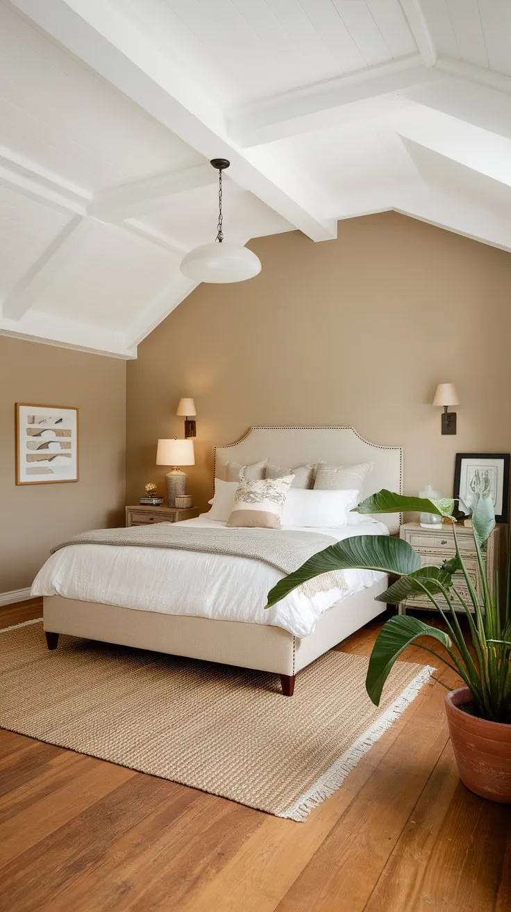 Maximize space and style in your small master bedroom. This bedroom design showcases clever small bedroom decor and a comfortable master bed, perfect for main bedroom inspiration and home decor enthusiasts.