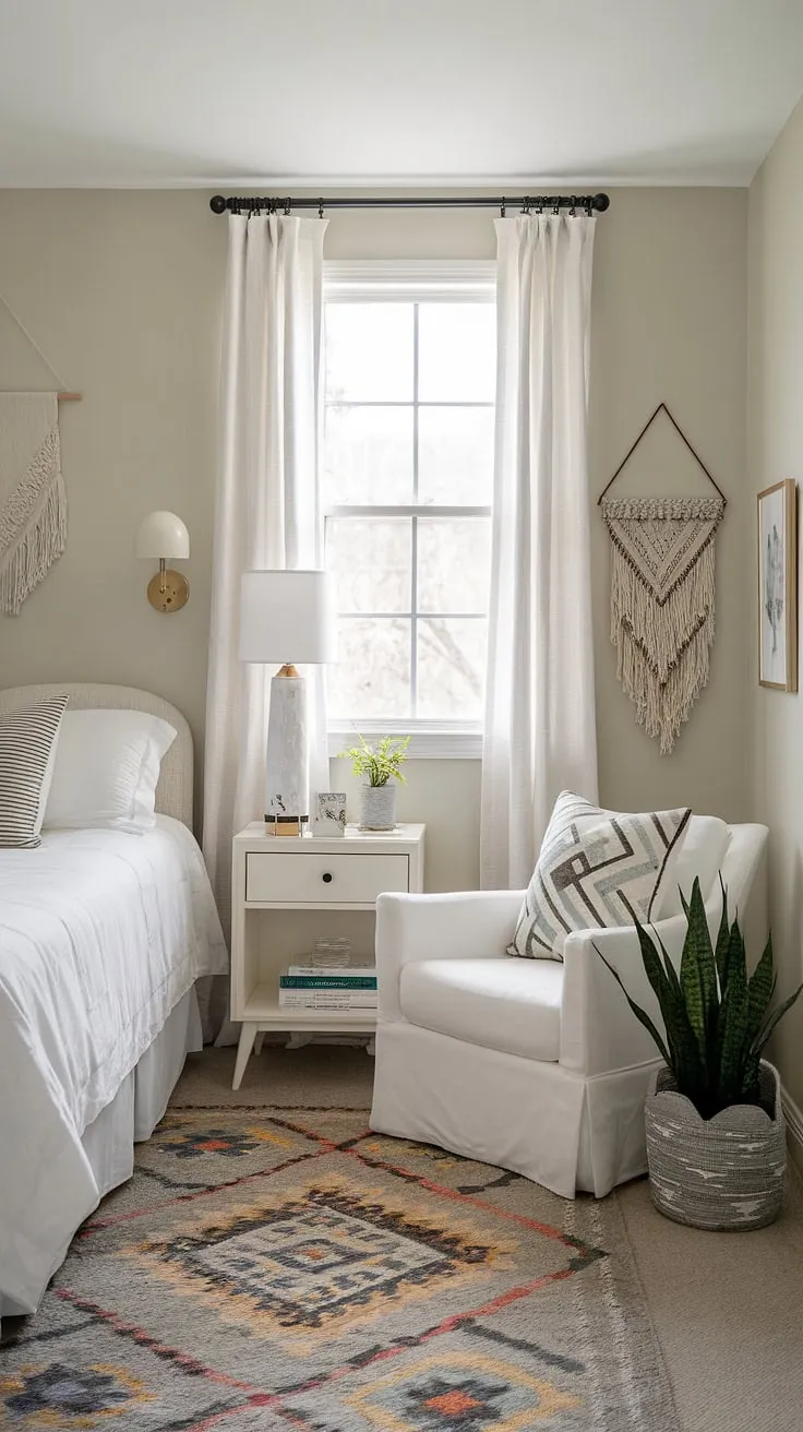 Cozy and functional, this small master bedroom proves that big style doesn't require big space. Master bedroom decor ideas for a successful bedroom design and home decor project.