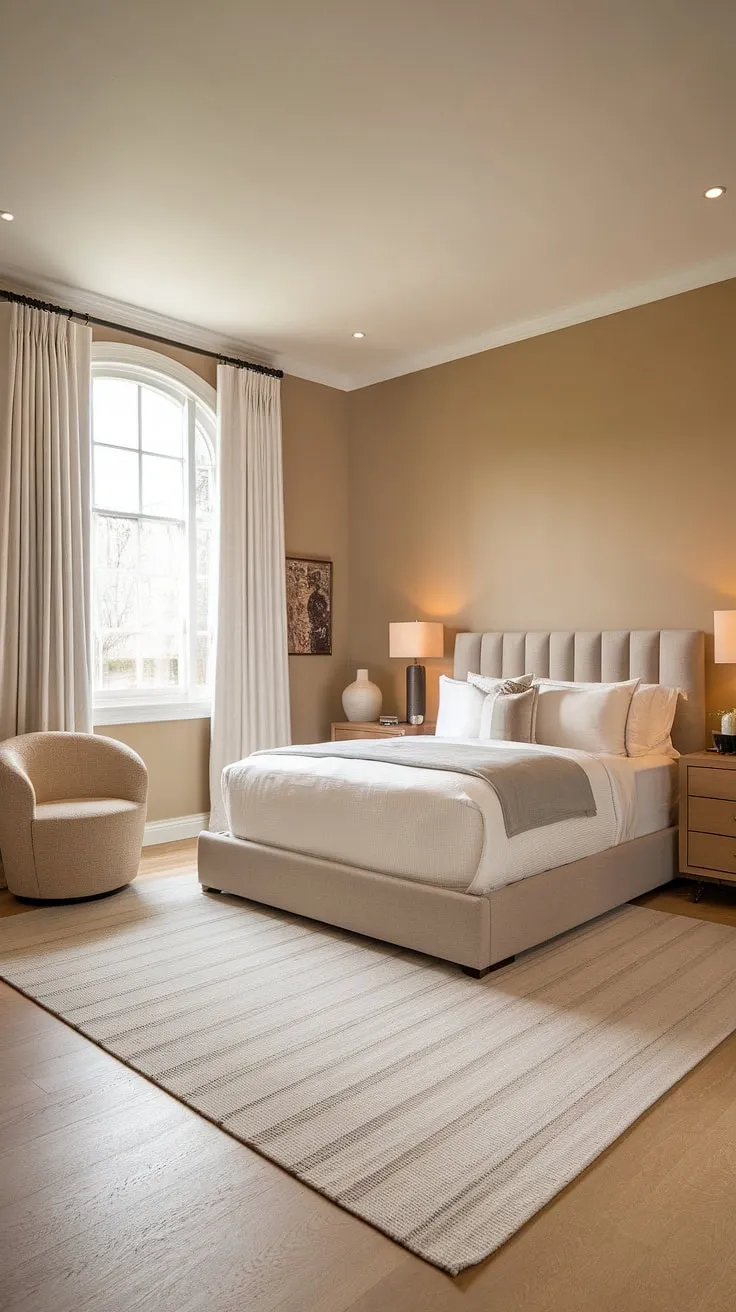 Maximize space, not style. This small master bedroom's decor proves that even a small bedroom decor can be luxurious. The master bed is the focal point in this stunning bedroom design, showcasing how effective small bedroom decor can be. A perfect example of smart home decor and successful bedroom remodeling.