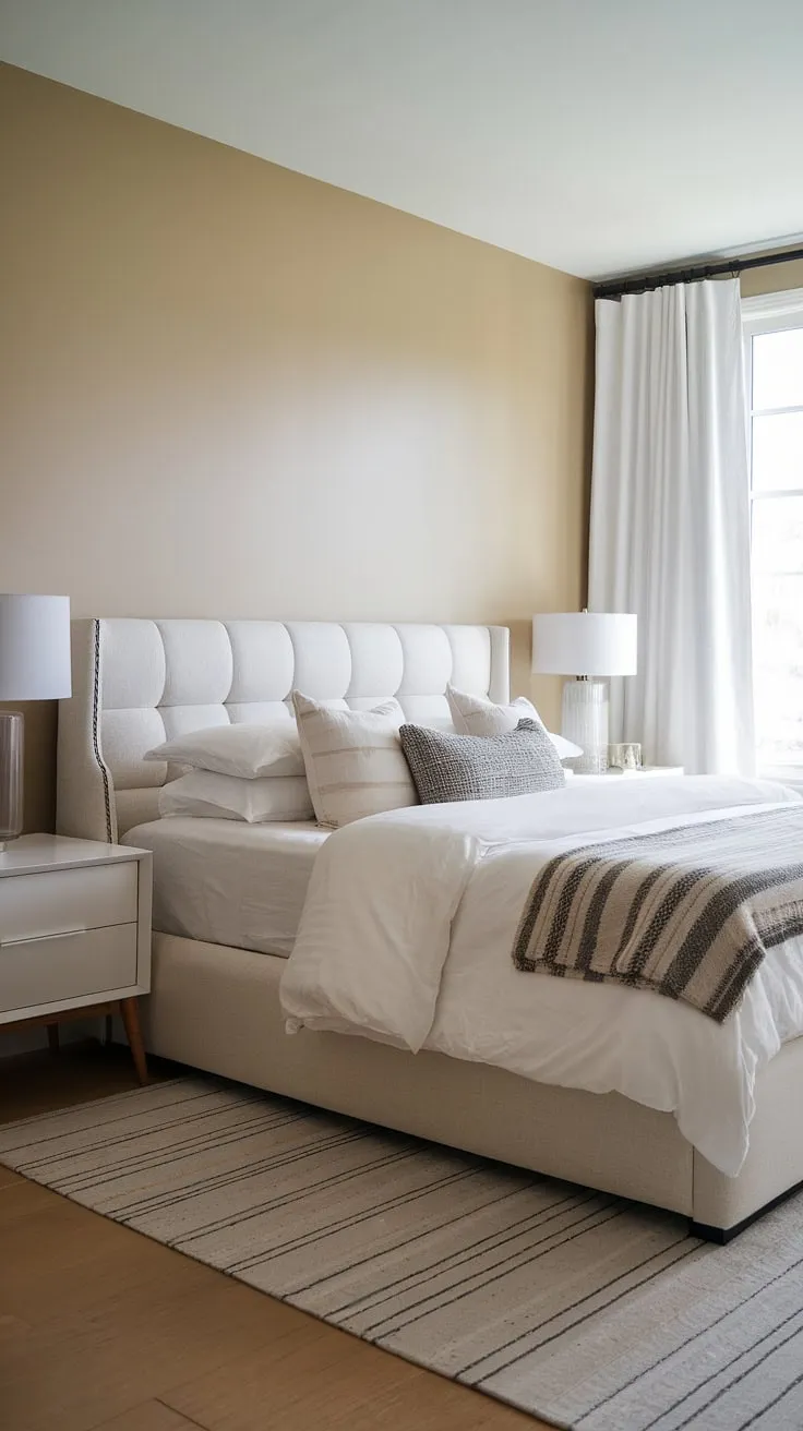 This small master bedroom proves that big comfort doesn't require big space. Simple home decor and thoughtful bedroom design make this master bed the perfect centerpiece. Get inspired for your own small bedroom decor and bedroom remodeling.