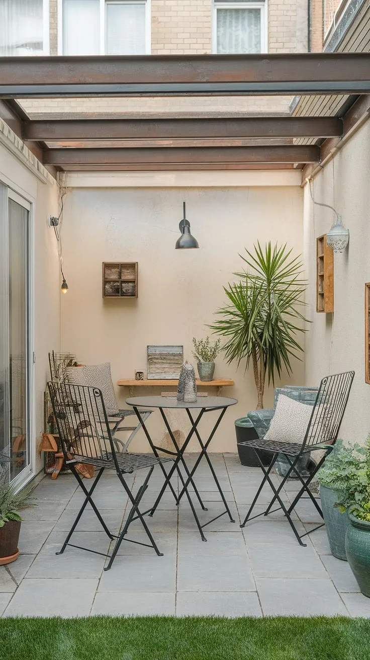 Transform your small backyard into a haven with these patio ideas townhouse. This uncovered patio showcases how simple backyard patio decor can create a big impact.  Get inspired by this small patio design and discover more small patio ideas for your own small outdoor patios.  Find more uncovered patio ideas and patio decor ideas to personalize your space.