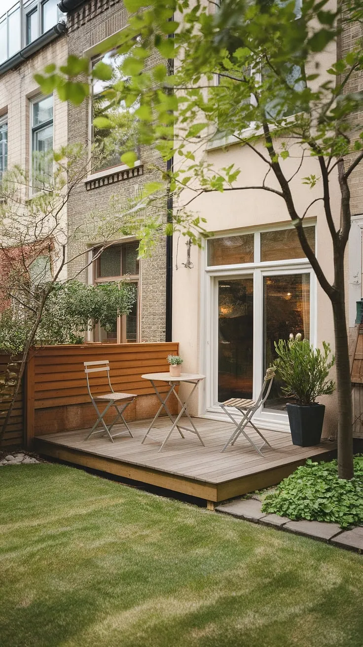 This small patio is a testament to the beauty of simplicity.  Find inspiration for your own small patio ideas and uncover patio ideas that maximize space and charm.  The perfect blend of patio decor ideas and small patio design, this backyard patio decor showcases how a little goes a long way.  Ideal for townhouse living, this small outdoor patios proves that even a compact space can be a tranquil retreat.